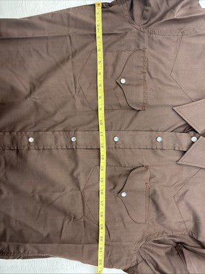 New Men’s Mesquite Brown Long Sleeve Pearl Snap 16 X 35 Large AA-84