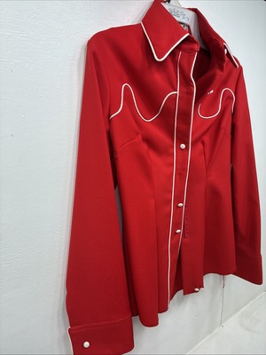 New Women’s Dickson Jenkins Red Long Sleeve Button Up Size 34 MM-97