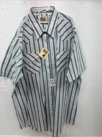 New Men’s ELY Cattleman Blue White Stripe Short Sleeve Pearl Snap XL M-35