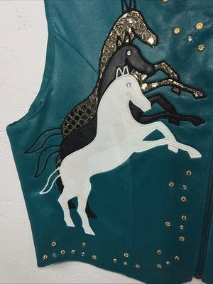 New Women’s Turquoise 1849 Authentic Ranchwear Horse Vest XL #3729 WW-32