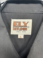 New Men’s ELY Cattleman Black Eagle Designed Short Sleeve Pearl Snap Large T-65