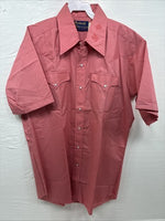New Men’s Panhandle Slim Pink Short Sleeve Pearl Snap 16 X 35 Large M-94