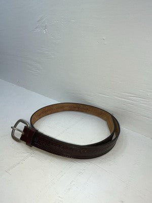 New Cherry Black Genuine Leather Tooled 34” Belt #591 JJ-32