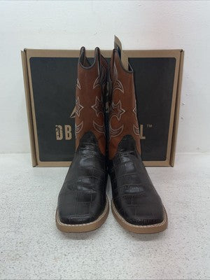 New Youth Brown DBL Barrel Cowboy Boots. 4475202 5.5 5 1/2. 24-143