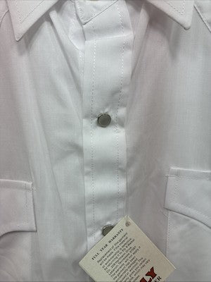 New Men’s ELY Cattleman White Long Sleeve Pearl Snap 16.5 Large X-49