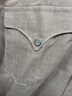 New Men’s H Bar C Brown Simple Long Sleeve Pearl Snap 15.5 Medium Q-28