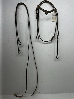 New Congress Leather Browband Headstall W Metal Plate #6850 U-28