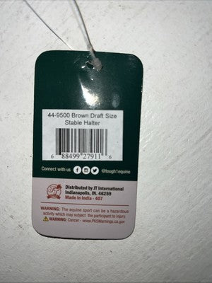 New Tough 1 Genuine Leather Brown Draft Halter #44-9500 W-48