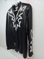 New Women’s Black White Leather Jacket 2XL RR-22