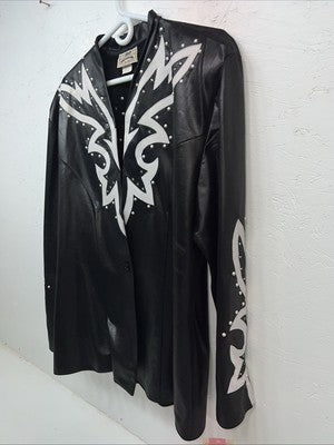 New Women’s Black White Leather Jacket 2XL RR-22