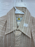 New Men’s Dickson Jenkins Tan Designed Short Sleeve Pearl Snap 14.5 Small AA-104