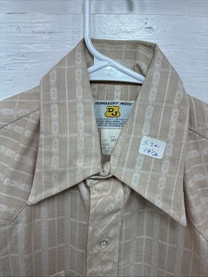 New Men’s Dickson Jenkins Tan Designed Short Sleeve Pearl Snap 14.5 Small AA-104