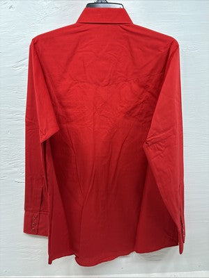 New Men’s ELY Cattleman Western Red Long Sleeve Pearl Snap 16 Large V-44