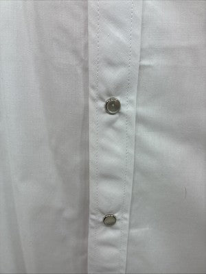 New Men’s ELY Diamond White Western Print Long Sleeve Pearl Snap Large V-35