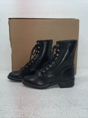 New Kids Black Lace Up Texas Brand Cowboy Boots. C 1350 13 D. 23-66