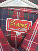 New Men’s ELY Plains Red Blue Plaid Long Sleeve Pearl Snap 14.5 Small T-86