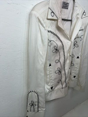 New Women’s White HbarC California Ranchwear Long Sleeve Shirt Medium WW-17