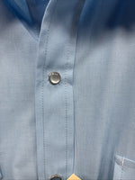 New Men’s ELY Cattleman Western Blue Simple Short Sleeve Pearl Snap 17 XL T-38
