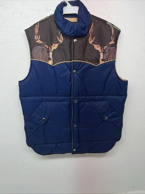 New Men’s Miller Navy Deer Puffer Vest Medium Q-602
