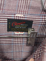New Men’s Champion Western Burgundy Plaid Long Sleeve Pearl Snap XL M-100