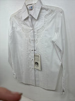 New Women’s Miss Rodeo White Long Sleeve Pearl Snap Size 13/14 TT-31 