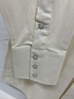 New Men’s White Horse Brown Western Print Long Sleeve Pearl Snap Large V-34