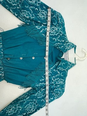 New Kids Blue Western With Fringe Western Attitude Long Sleeve Dress M 3B-118
