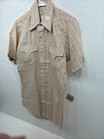 New Men’s Dickson Jenkins Tan Designed Short Sleeve Pearl Snap 14.5 Small AA-104