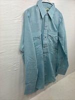 New Men’s Mesquite Blue Long Sleeve Pearl Snap 16 X 35 Large CC-61