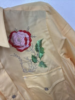 New Women’s Champion Western Yellow Floral Long Sleeve Pearl Snap 14.5 MM-10
