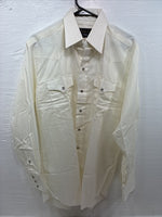 New Men’s Panhandle Slim Off White Long Sleeve Pearl Snap 16 Large Q-80