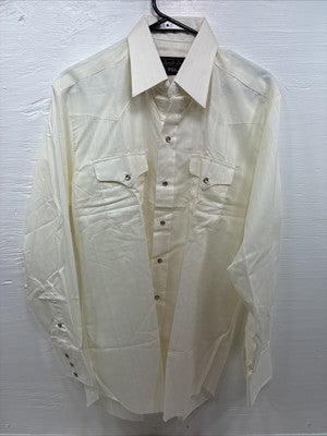 New Men’s Panhandle Slim Off White Long Sleeve Pearl Snap 16 Large Q-80