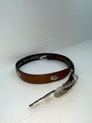 New Brown Genuine Leather Nocona Silver Pendent 32” Belt #N2427002 JJ-30
