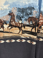 New Men’s Cumberland Blue Horse Design Long Sleeve Pearl Snap XL T-16