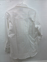 New Men’s ELY Cattleman White Stripe Long Sleeve Pearl Snap 16 X 34 Large M-24