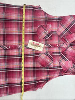 New Women’s Cumberland Pink Plaid Short Sleeve Pearl Snap 2XL GG-13