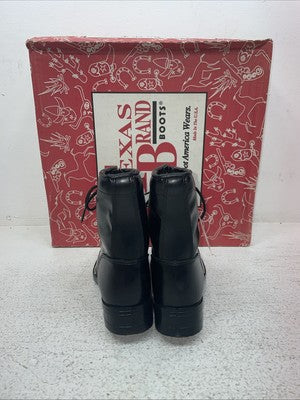 New Children’s Black Lace Up Texas Brand Cowboy Boots. C 350 1.5 1 1/2 D. 23-113