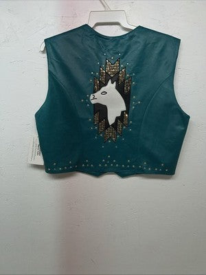 New Women’s Turquoise 1849 Authentic Ranchwear Horse Vest XL #3729 WW-32