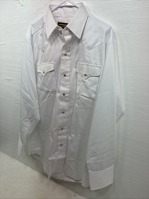 New Men’s Panhandle Slim White Long Sleeve Pearl Snap 16.5 Large CC-59