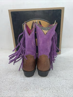 New Kids Purple With Fringe Ariat Cowboy Boots. 10012797 1.5 1 1/2 M. 23-107