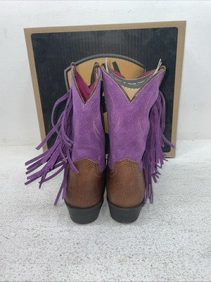 New Kids Purple With Fringe Ariat Cowboy Boots. 10012797 1.5 1 1/2 M. 23-107