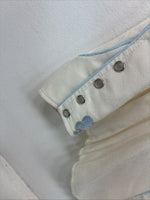 New Women’s California RanchWear White Blue Long Sleeve Pearl Snap Medium YY-95
