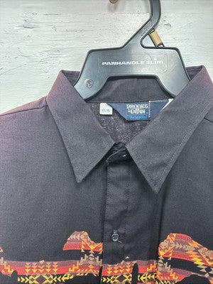 New Men’s Brooks & Dunn Black Western Design Long Sleeve Button Up 17 XL M-71
