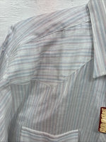 New Men’s H Bar C White Stripe Long Sleeve Pearl Snap 16.5 Large X-58