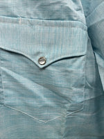 New Men’s Mesquite Blue Long Sleeve Pearl Snap 16 X 35 Large CC-61