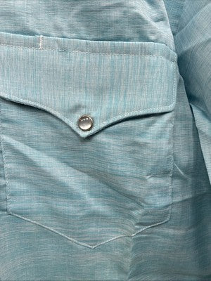 New Men’s Mesquite Blue Long Sleeve Pearl Snap 16 X 35 Large CC-61