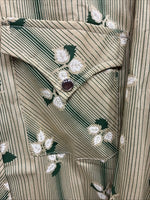 New Men’s ELY Plains Yellow Green Floral Long Sleeve Pearl Snap 15.5 Medium T-11