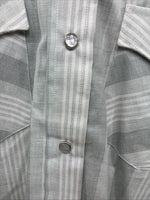 New Men’s H Bar C Gray Stripe Long Sleeve Pearl Snap 16.5 Large X-51