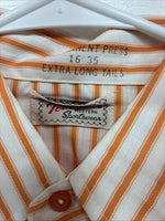 New Men’s Tem Tex Orange Stripe Long Sleeve Pearl Snap 16 X 35 Large AA-32