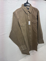 New Men’s White Horse Brown Western Long Sleeve Pearl Snap Large V-99